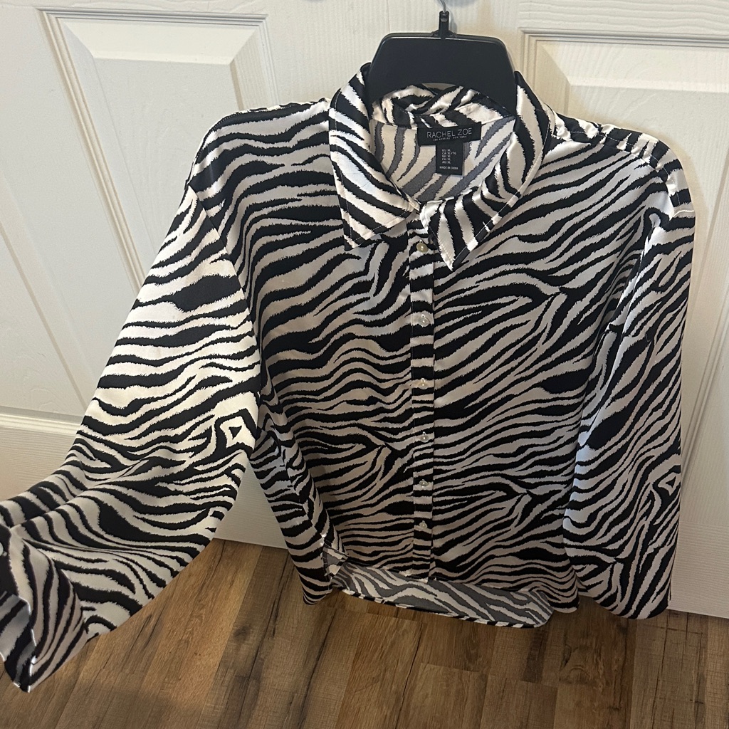 Rachel Zoe Zebra Pattern Shirt In Black And White